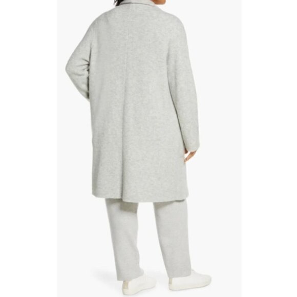 Vince Clean-Edge Wool-Blend Cardigan Coat, Light Heather Grey - Picture 2 of 4